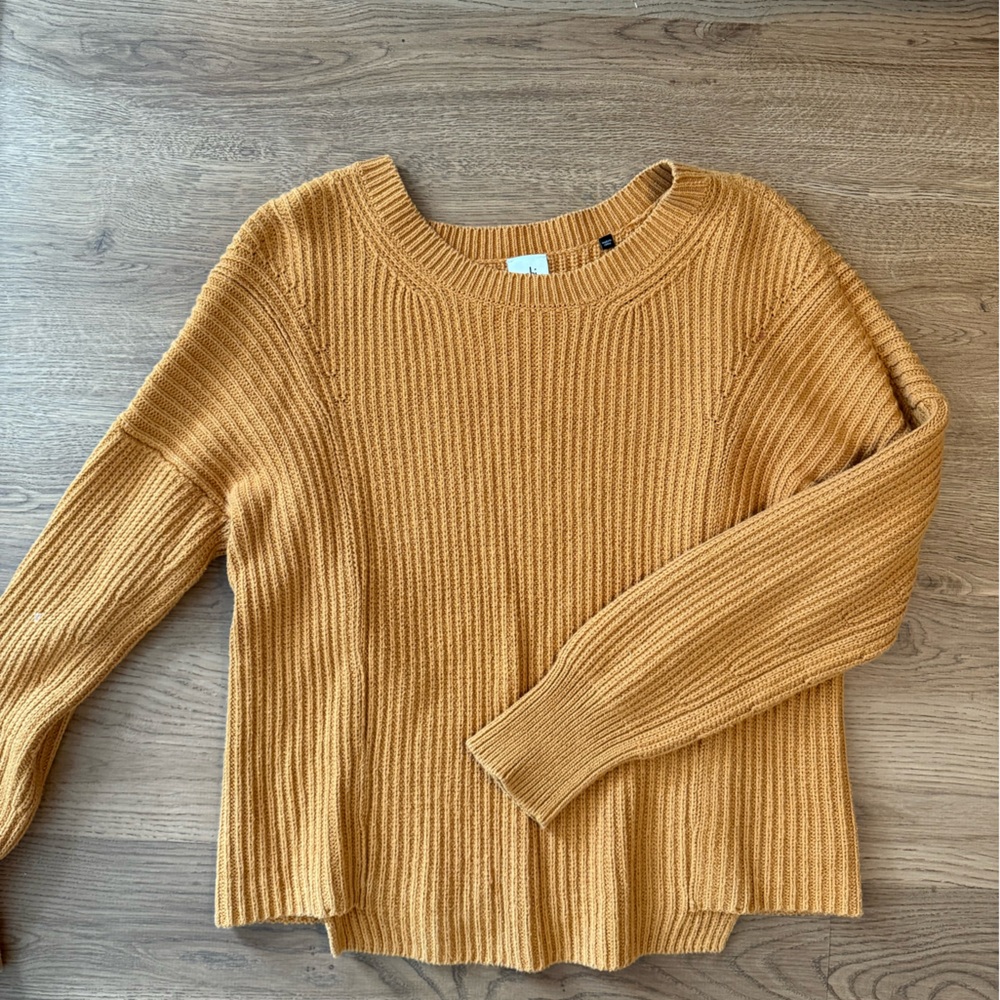 CAbi Mustard Ribbed Crew Neck Sweater